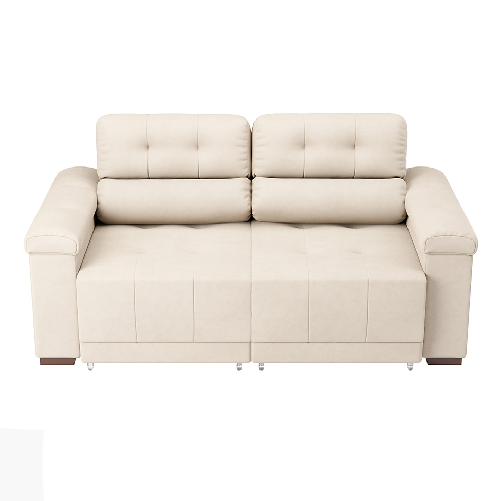 Sofá 3 Lugares Retrátil e Reclinável Smart Suede Bege