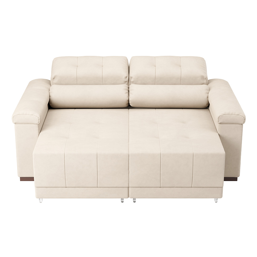 Sofá 3 Lugares Retrátil e Reclinável Smart Suede Bege