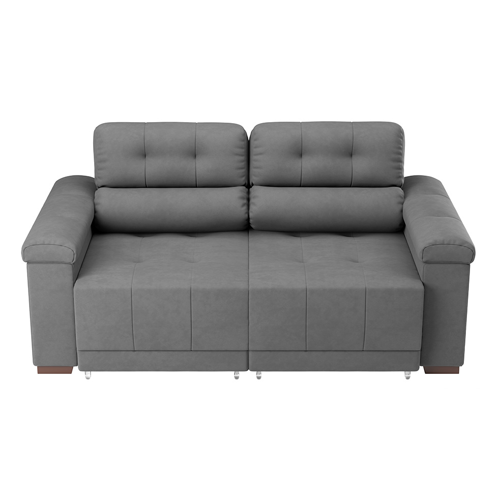 Sofá 3 Lugares Retrátil e Reclinável Smart Suede Cinza