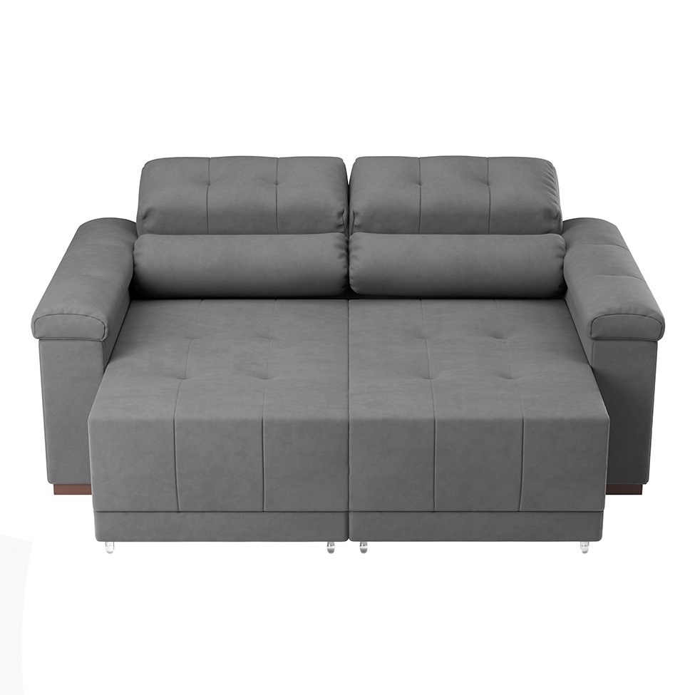 Sofá 3 Lugares Retrátil e Reclinável Smart Suede Cinza