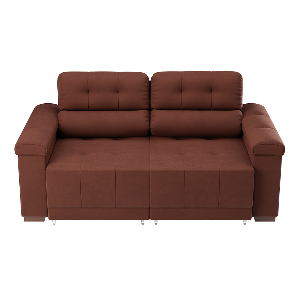 Sofá 3 Lugares Retrátil e Reclinável Smart Suede Marrom