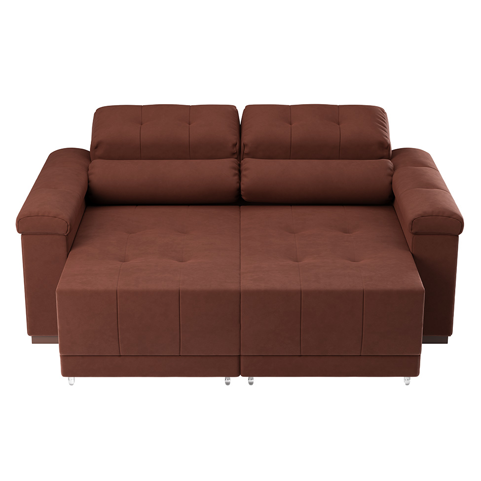 Sofá 3 Lugares Retrátil e Reclinável Smart Suede Marrom