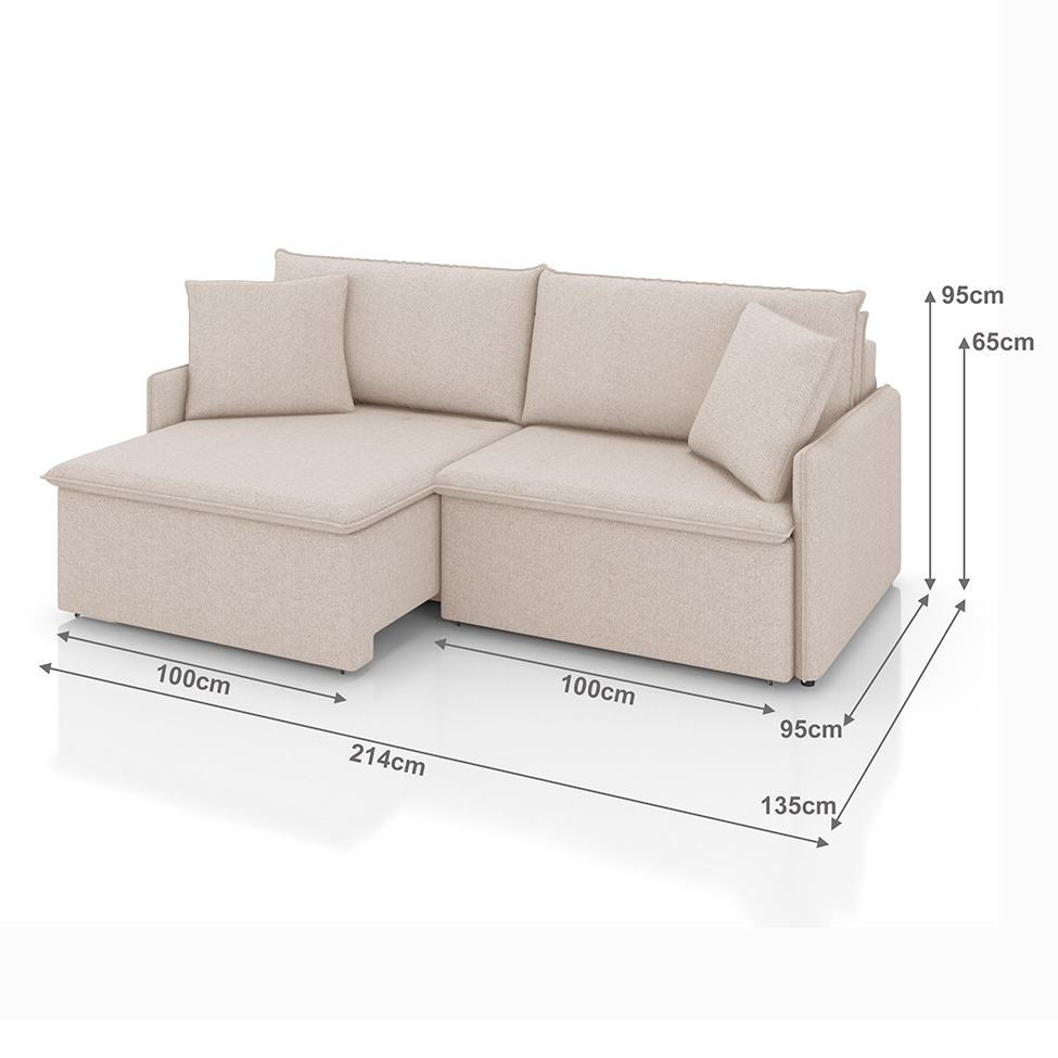 Sofá 3 Lugares Retrátil e Reclinável Stilo Linho Cru 214 cm