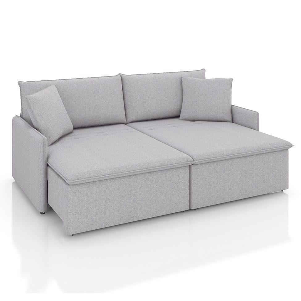 Sofá 3 Lugares Retrátil e Reclinável Stilo Linho Prata 214 cm