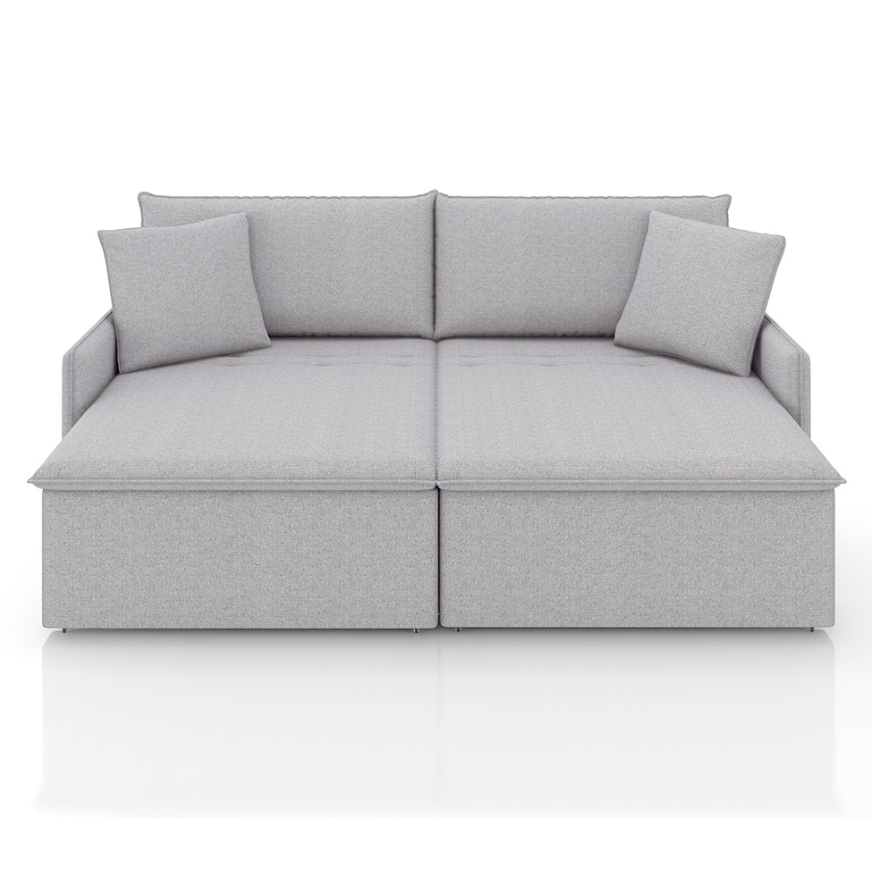 Sofá 3 Lugares Retrátil e Reclinável Stilo Linho Prata 214 cm
