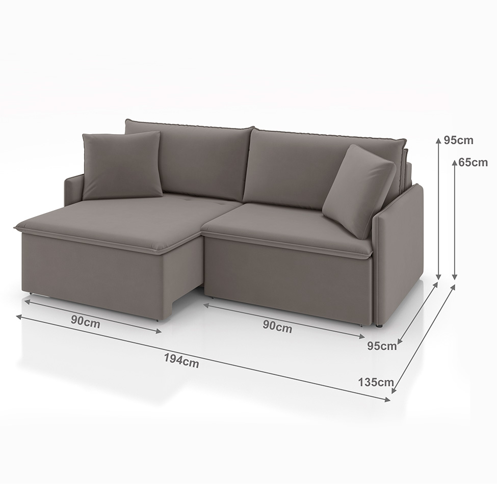 Sofá 3 Lugares Retrátil e Reclinável Stilo Veludo Avelã 194 cm