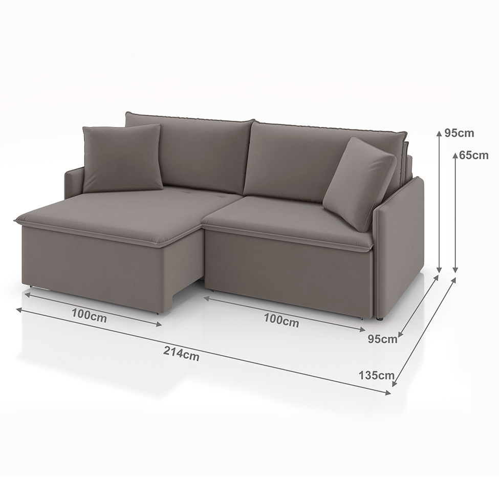 Sofá 3 Lugares Retrátil e Reclinável Stilo Veludo Avelã 214 cm