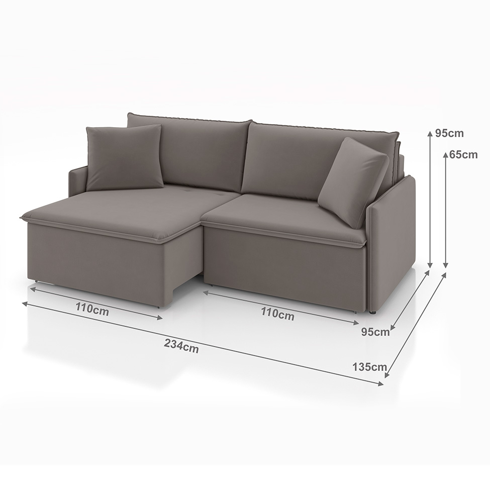 Sofá 3 Lugares Retrátil e Reclinável Stilo Veludo Avelã 234 cm
