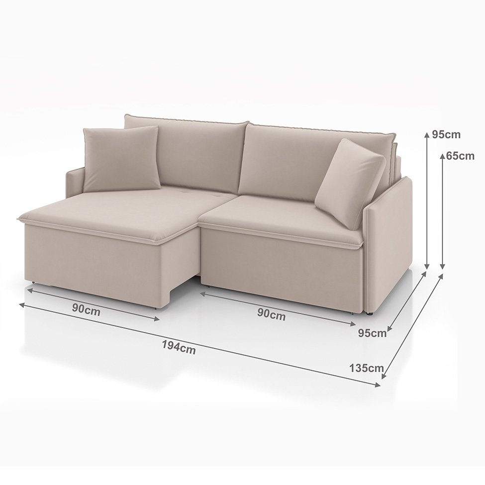 Sofá 3 Lugares Retrátil e Reclinável Stilo Veludo Creme 194 cm
