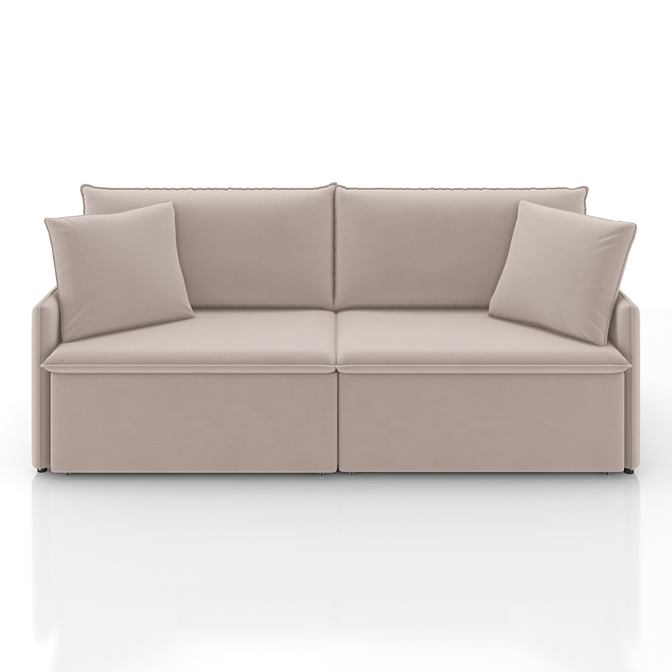 Sofá 3 Lugares Retrátil e Reclinável Stilo Veludo Creme 194 cm