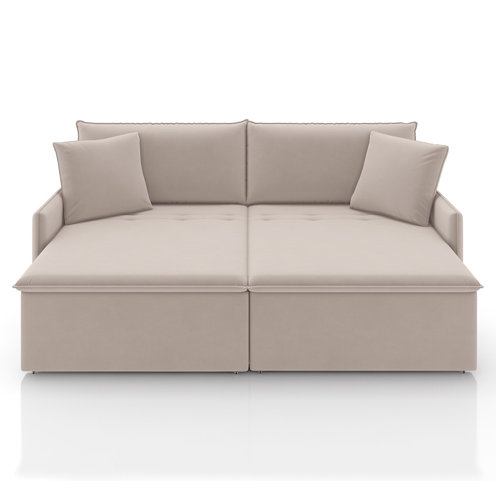 Sofá 3 Lugares Retrátil e Reclinável Stilo Veludo Creme 194 cm