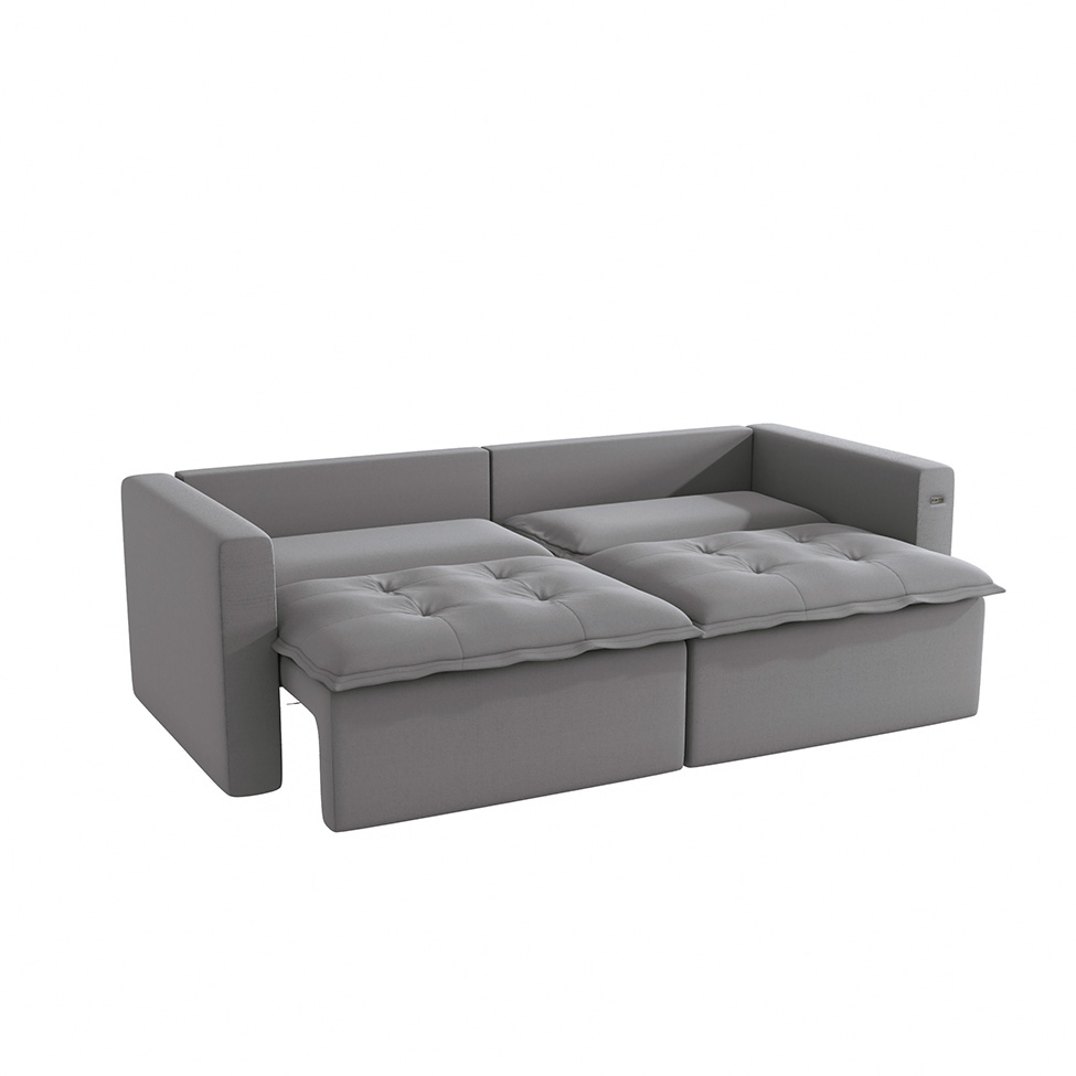 Sofá 3 Lugares Retrátil e Reclinável Trevo Bouclé Titanio