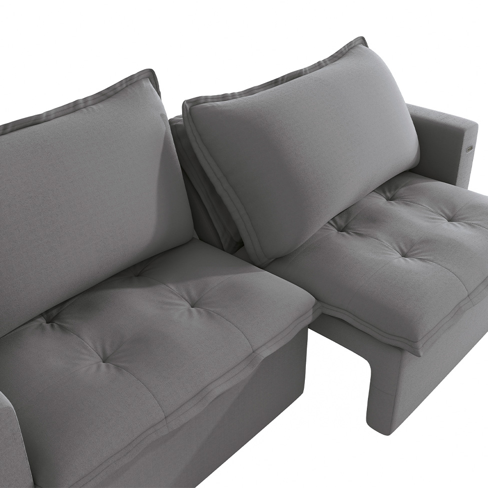 Sofá 3 Lugares Retrátil e Reclinável Trevo Bouclé Titanio