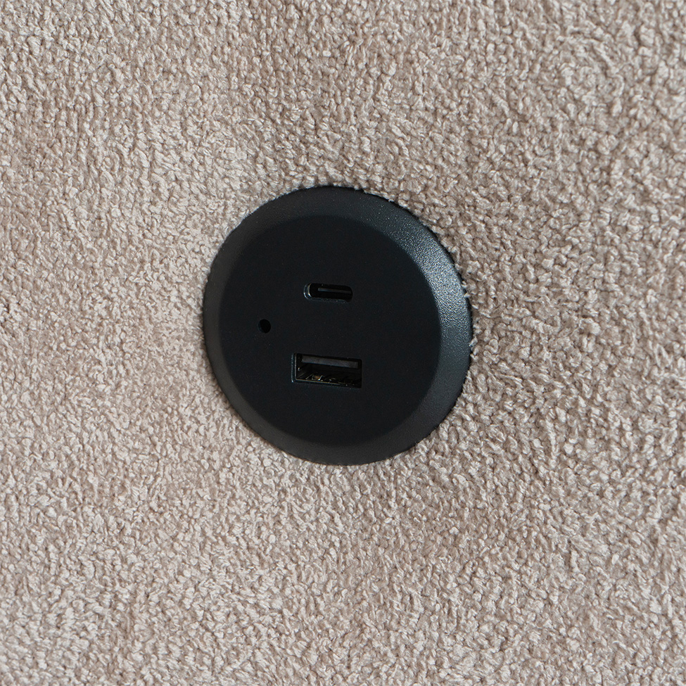 Sofá 3 Lugares Retrátil e Reclinável com USB Absoluto Linho Bege