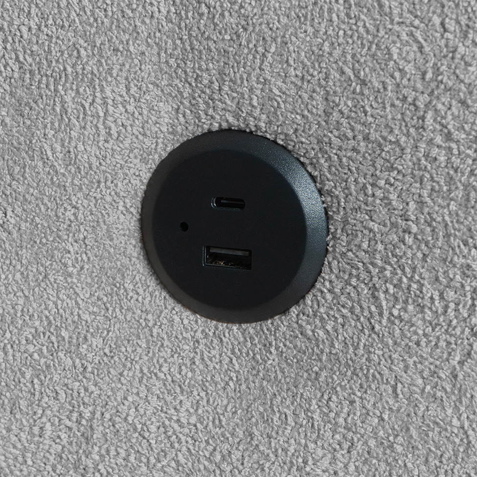 Sofá 3 Lugares Retrátil e Reclinável com USB Absoluto Linho Cinza