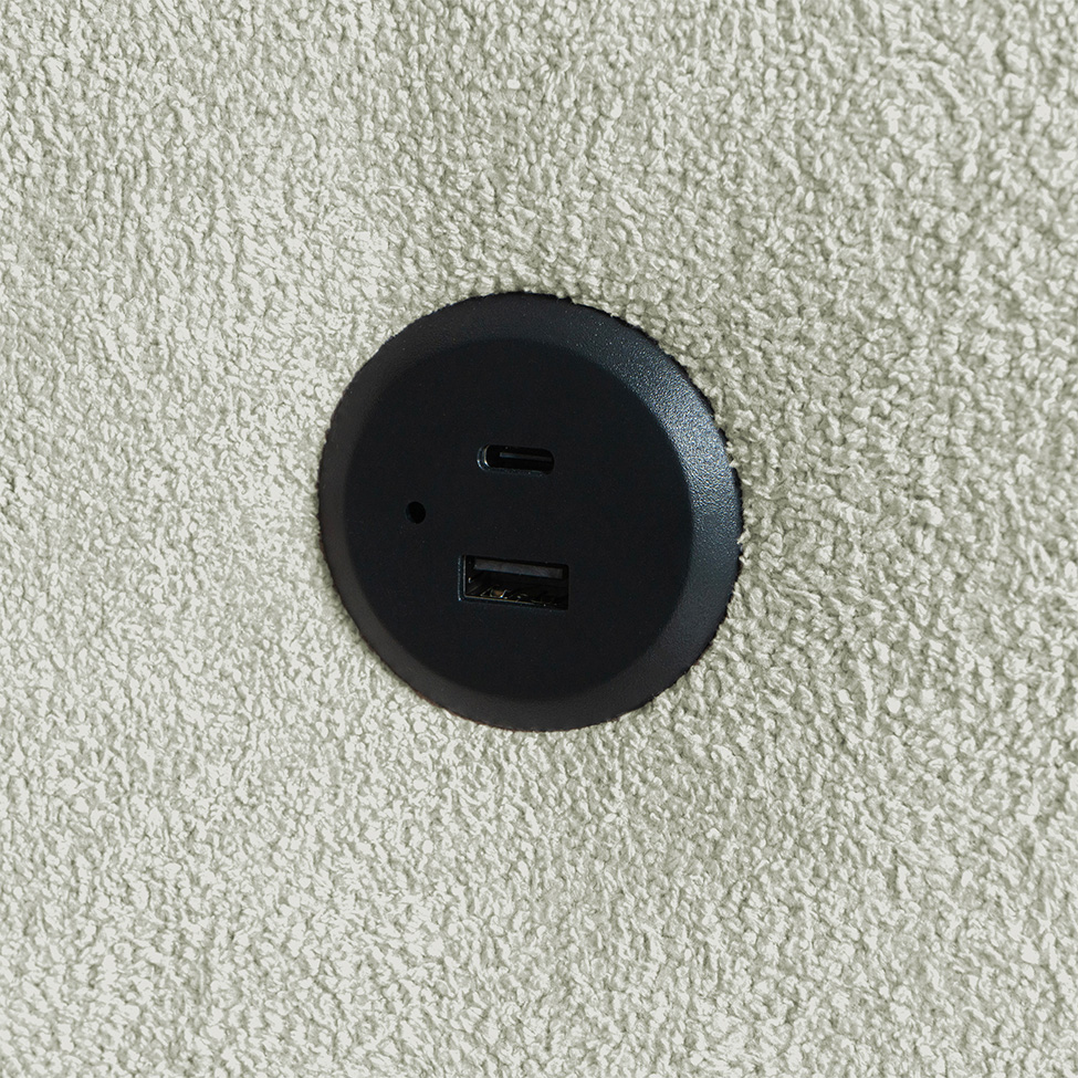 Sofá 3 Lugares Retrátil e Reclinável com USB Absoluto Linho Verde