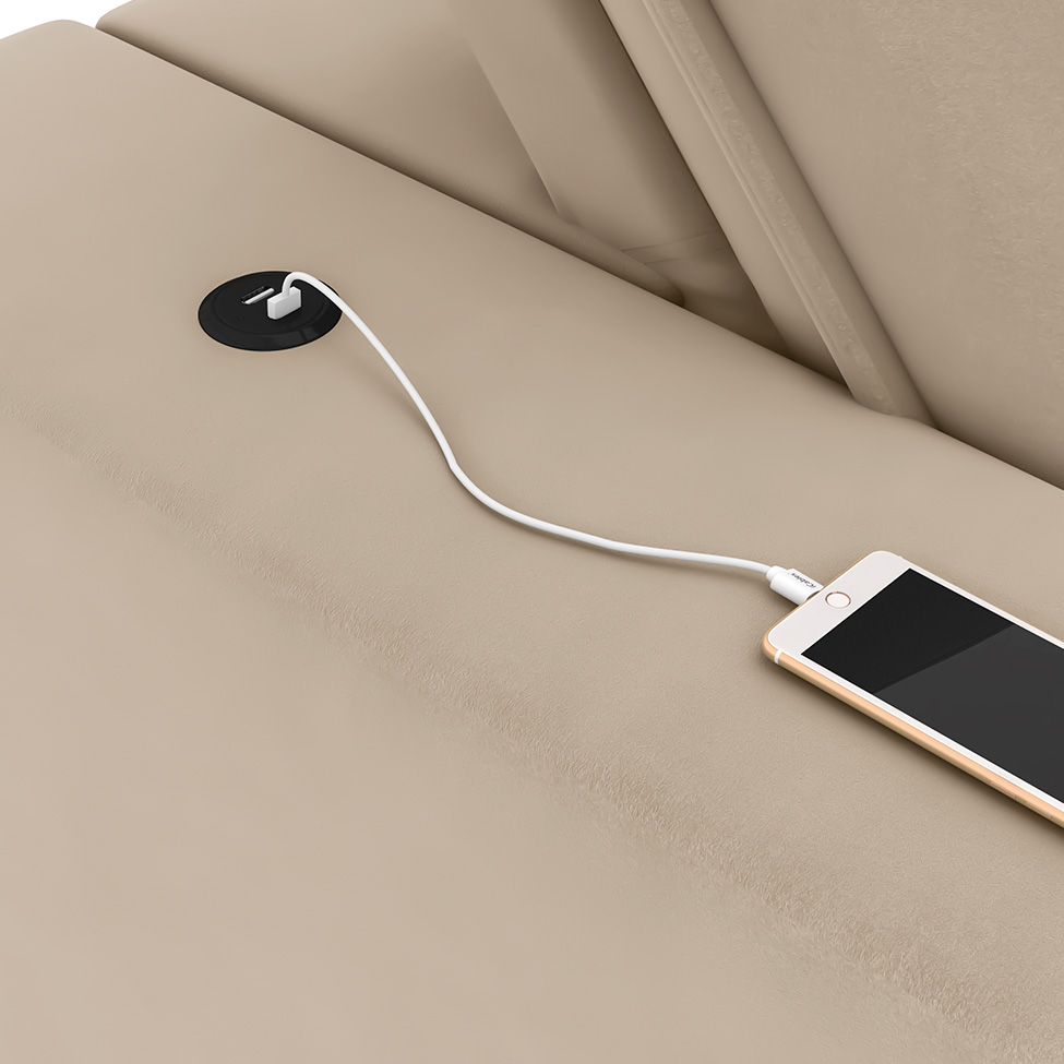 Sofá 3 Lugares Retrátil e Reclinável com USB Jazz Molas Suede Camurça 230 cm