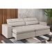 Sofá 3 Lugares Retrátil e Reclinável com USB Jazz Molas Suede Marfim 230 cm