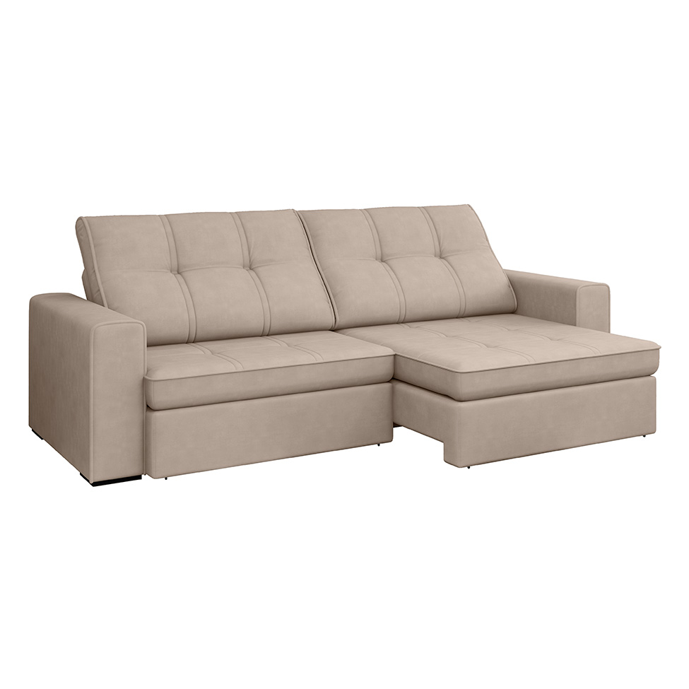Sofá 3 Lugares Retrátil e Reclinável com USB Versalhes Molas Suede Camurça 210 cm