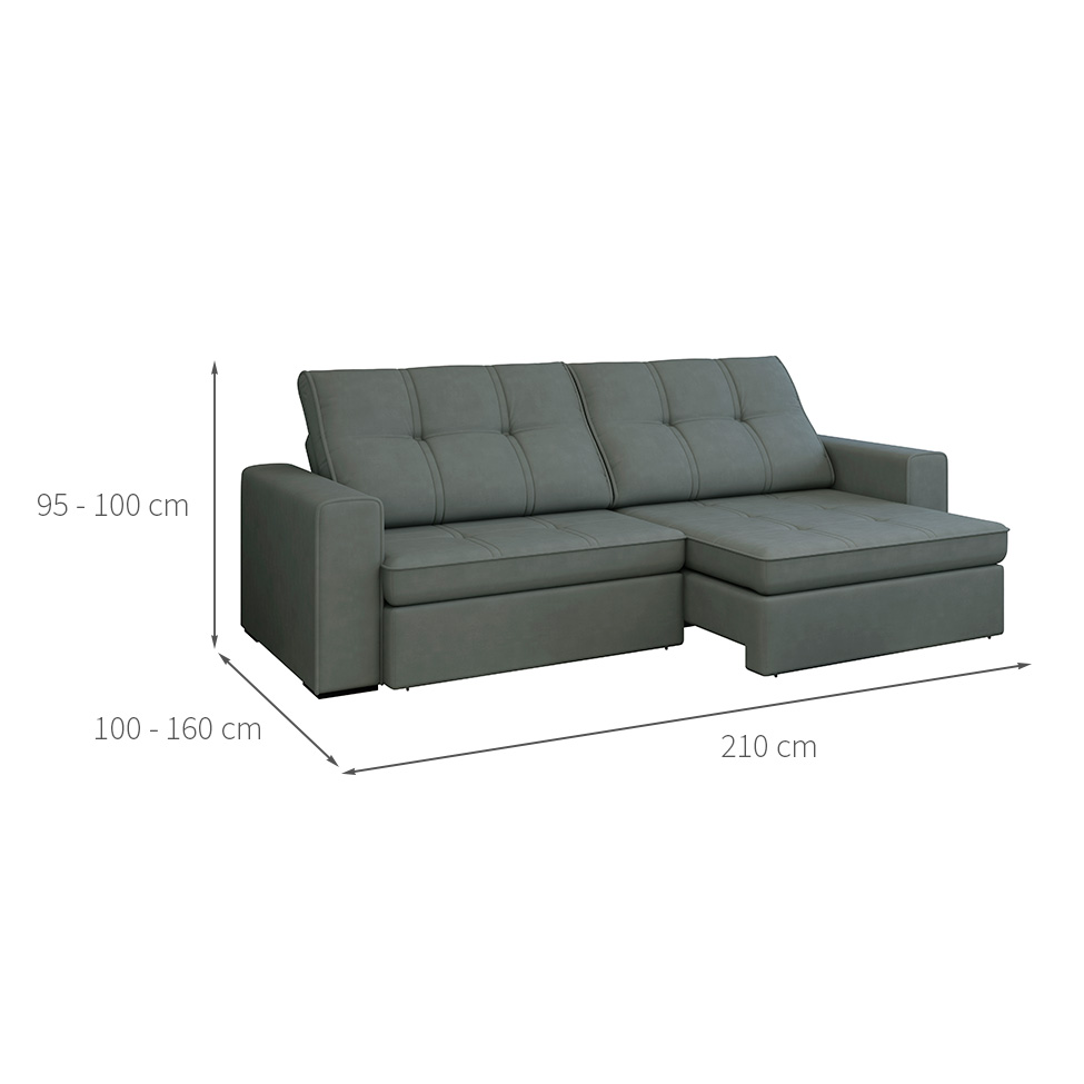 Sofá 3 Lugares Retrátil e Reclinável com USB Versalhes Molas Suede Chumbo 210 cm