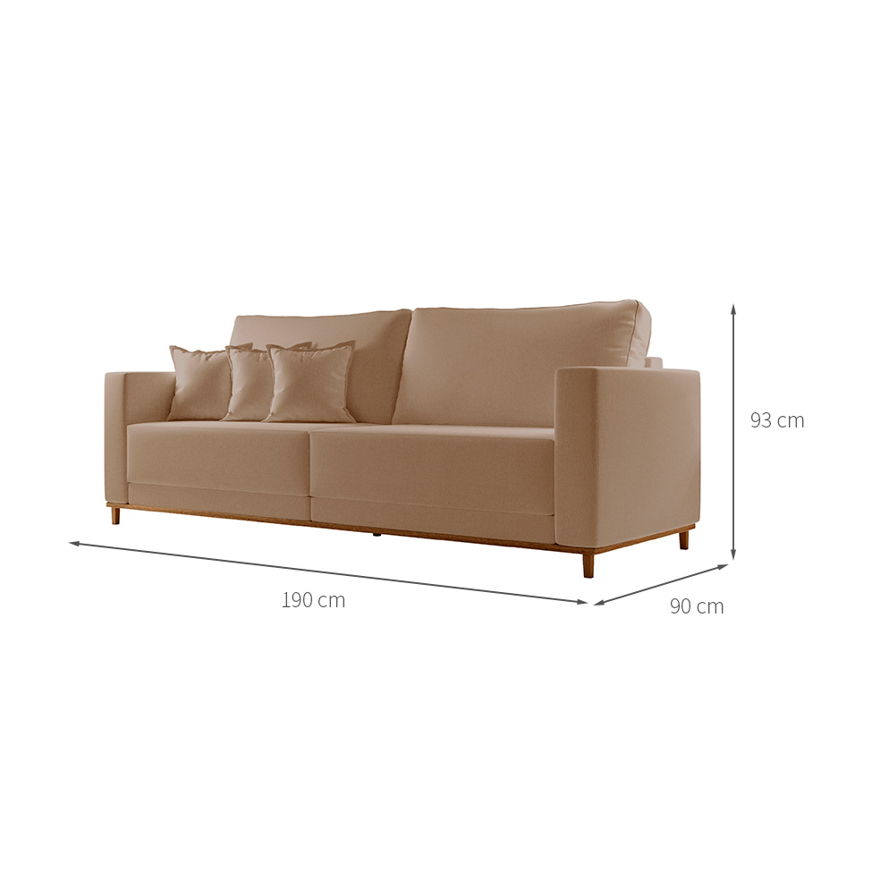 Sofá 3 Lugares Riviera Linho Bege 190 cm