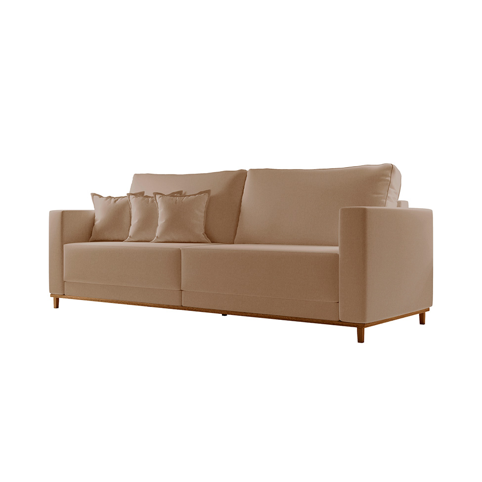 Sofá 3 Lugares Riviera Linho Bege 210 cm