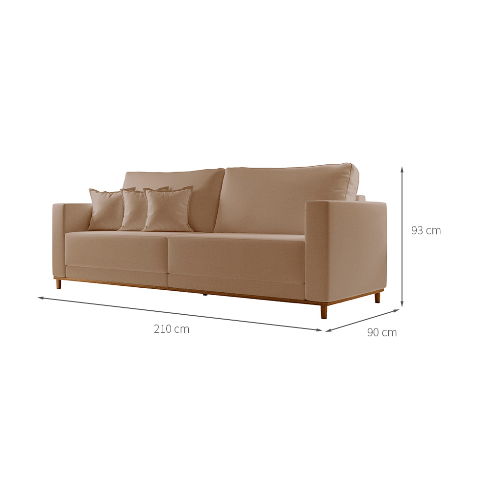 Sofá 3 Lugares Riviera Linho Bege 210 cm