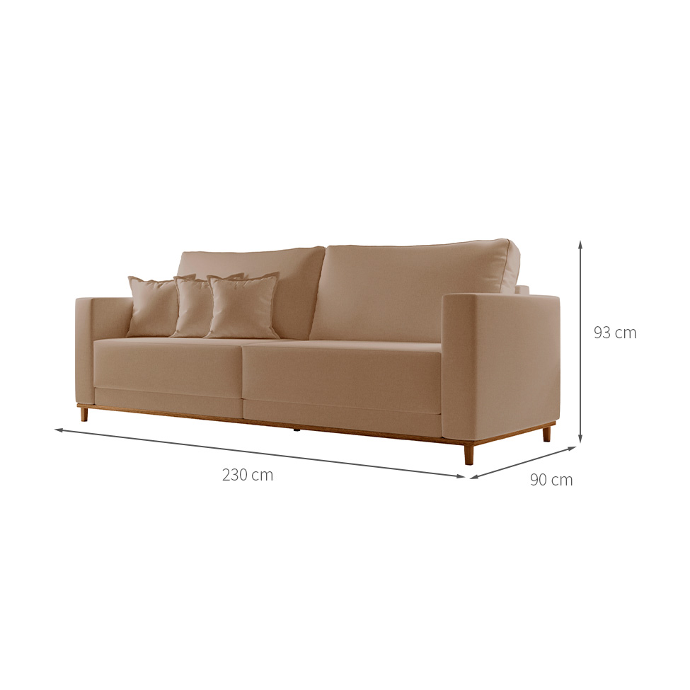 Sofá 3 Lugares Riviera Linho Bege 230 cm
