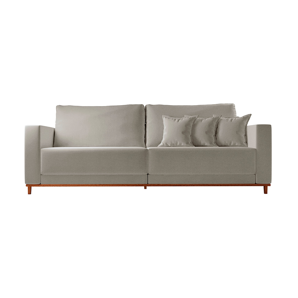 Sofá 3 Lugares Riviera Linho Cinza 210 cm