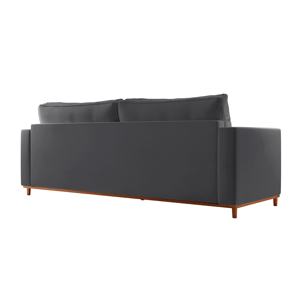 Sofá 3 Lugares Riviera Veludo Cinza 190 cm