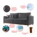 Sofá 3 Lugares Riviera Veludo Cinza 190 cm