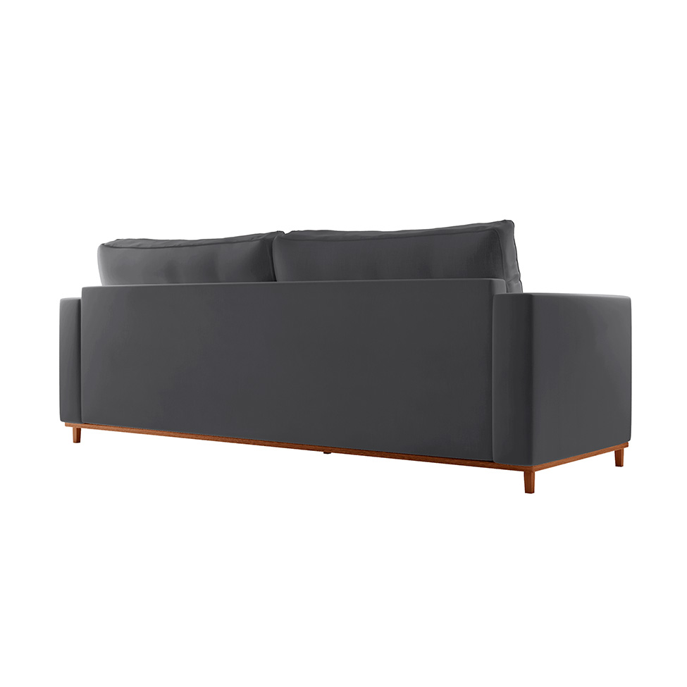 Sofá 3 Lugares Riviera Veludo Cinza 210 cm