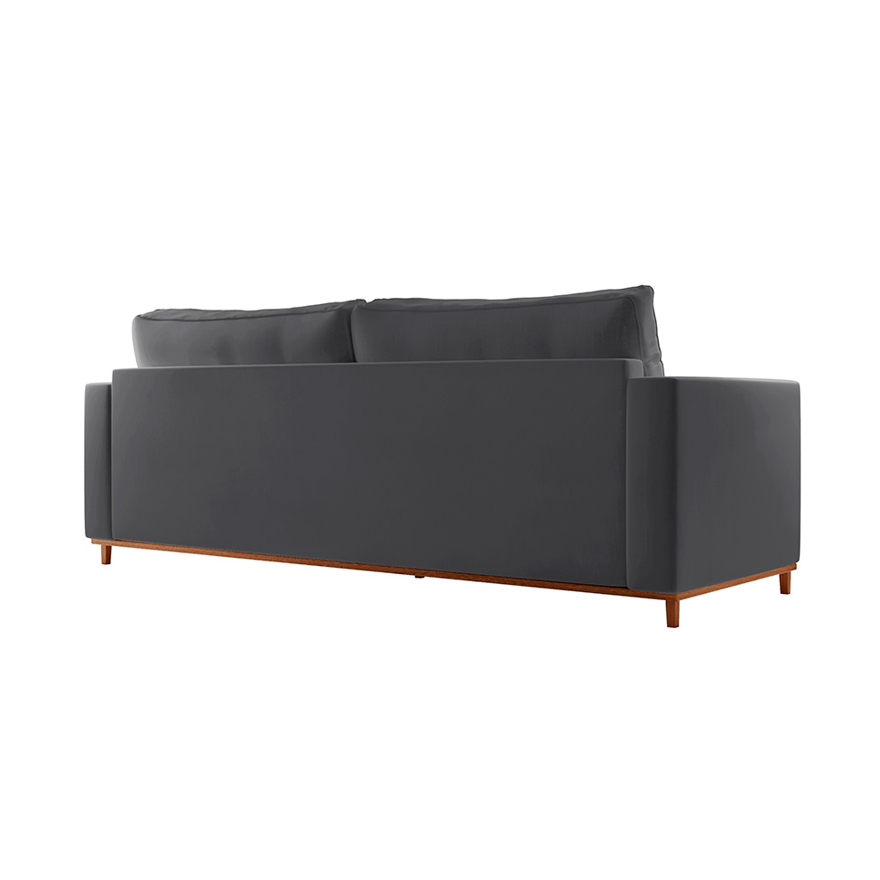 Sofá 3 Lugares Riviera Veludo Cinza 230 cm