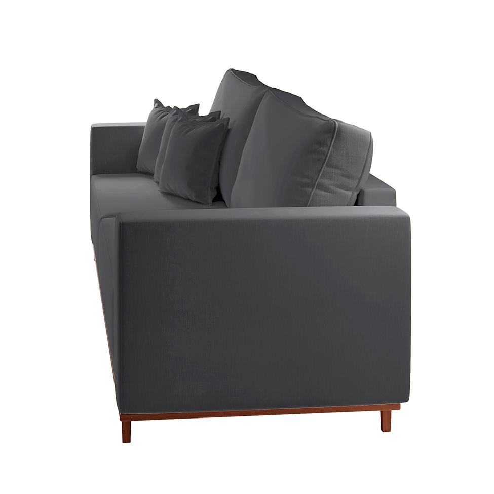 Sofá 3 Lugares Riviera Veludo Cinza 230 cm