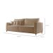 Sofá 3 Lugares Riviera Veludo Marrom 190 cm