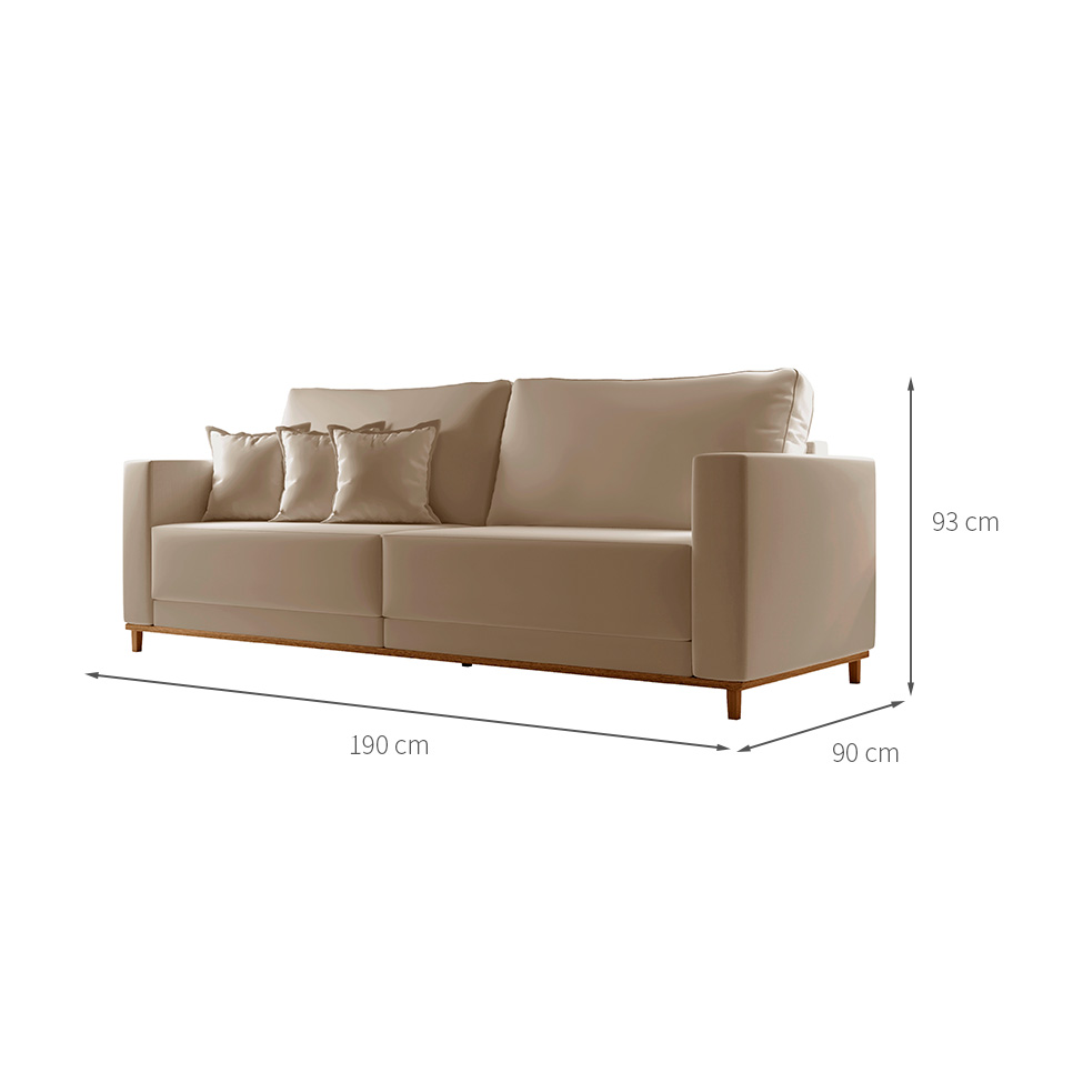 Sofá 3 Lugares Riviera Veludo Marrom 190 cm