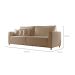 Sofá 3 Lugares Riviera Veludo Marrom 210 cm