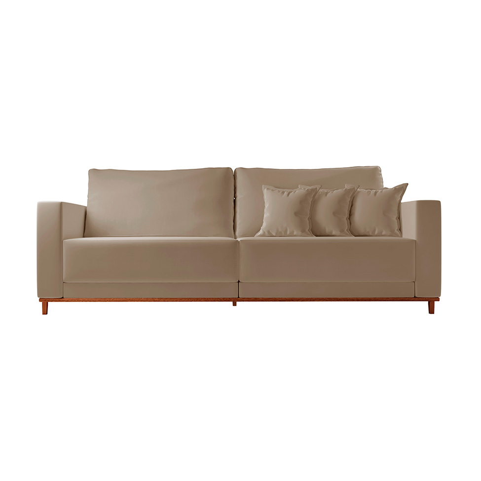 Sofá 3 Lugares Riviera Veludo Marrom 210 cm