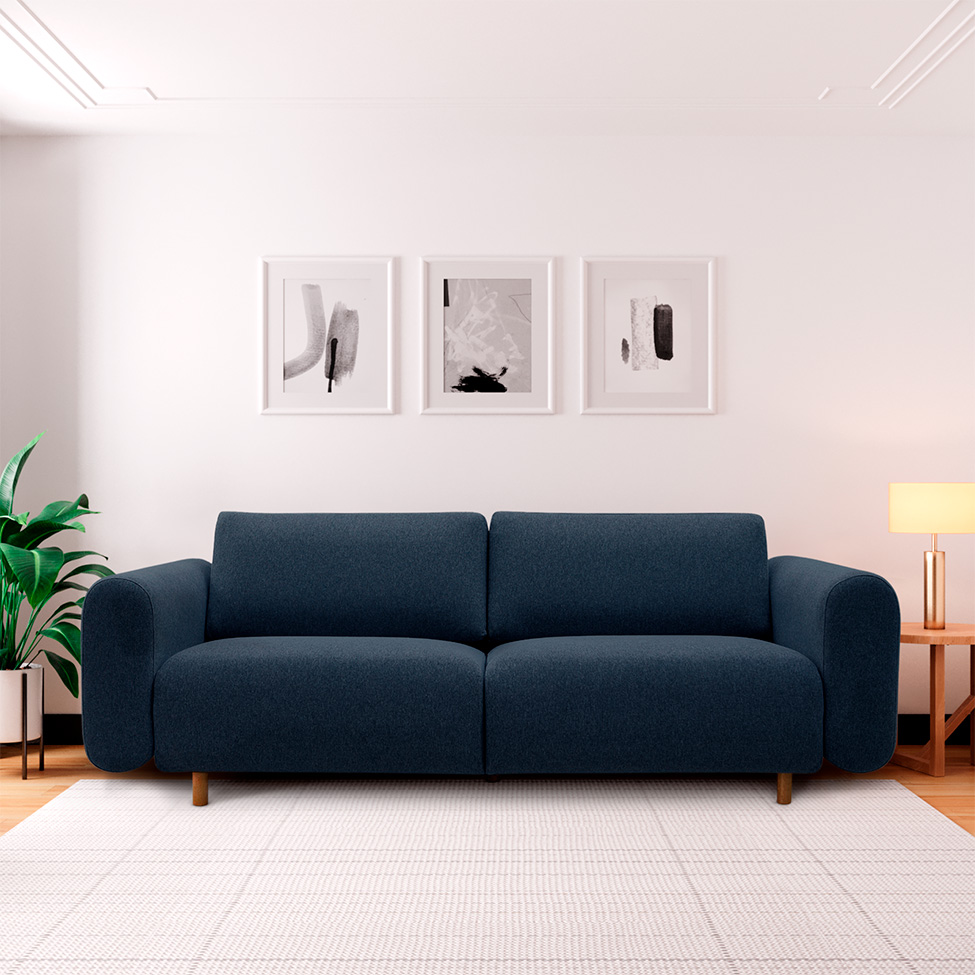 Sofá 3 Lugares Vicenzo Linho Azul 180 cm