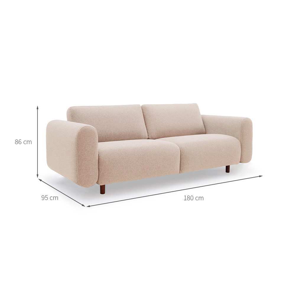 Sofá 3 Lugares Vicenzo Linho Bege 180 cm