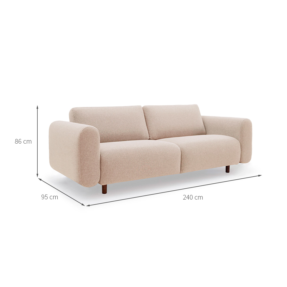 Sofá 3 Lugares Vicenzo Linho Bege 240 cm