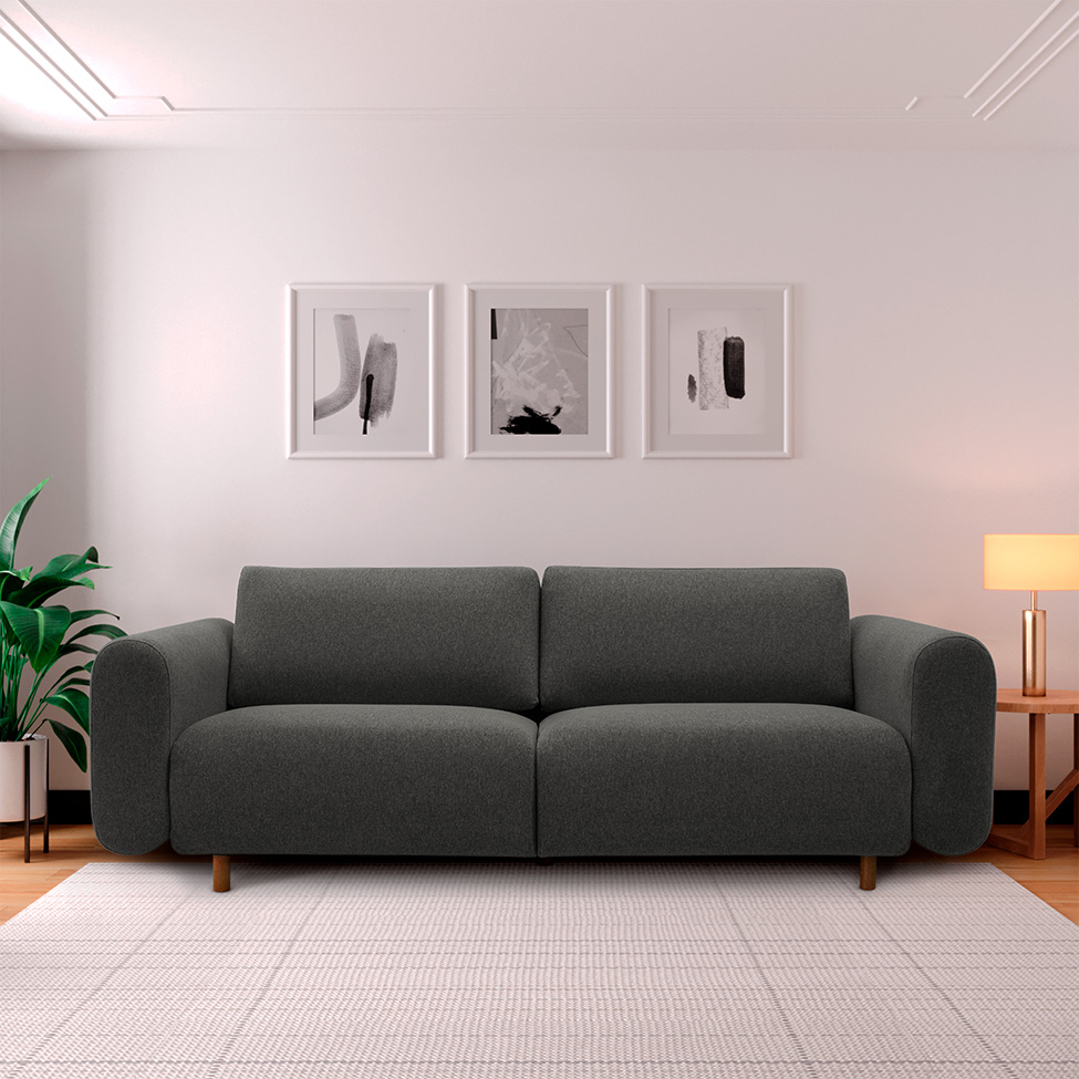Sofá 3 Lugares Vicenzo Linho Cinza 180 cm