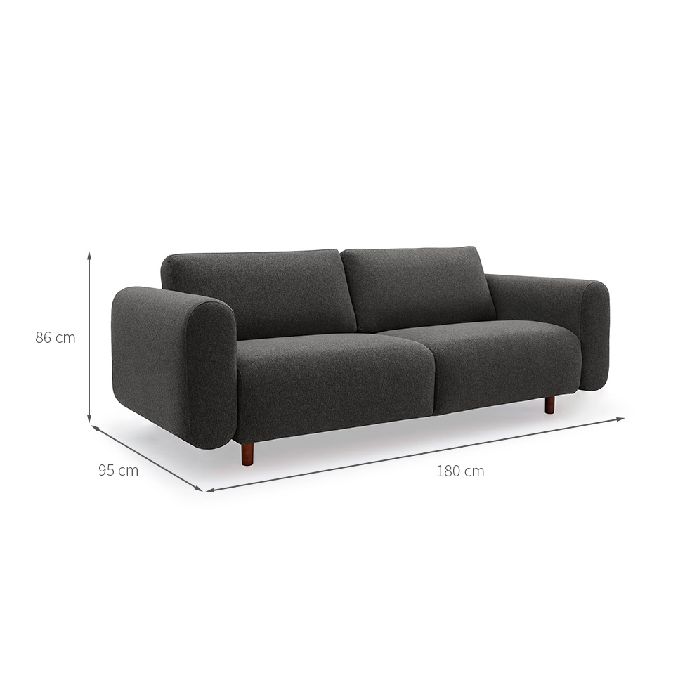 Sofá 3 Lugares Vicenzo Linho Cinza 180 cm