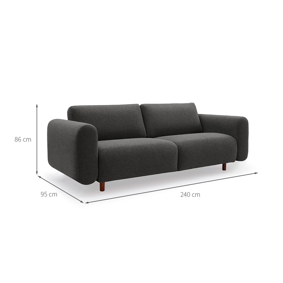 Sofá 3 Lugares Vicenzo Linho Cinza 240 cm