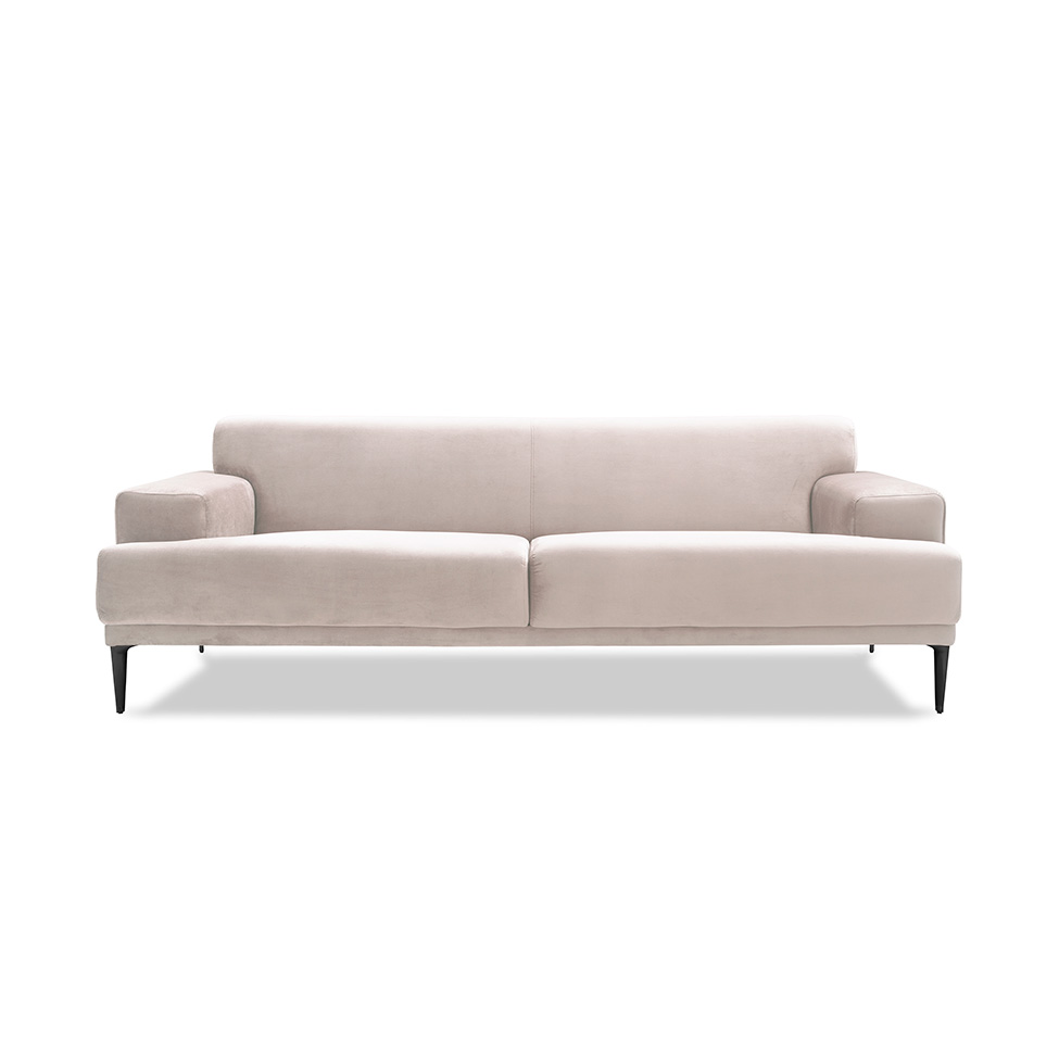 Sofá 3 Lugares Vito Veludo Bege 190 cm