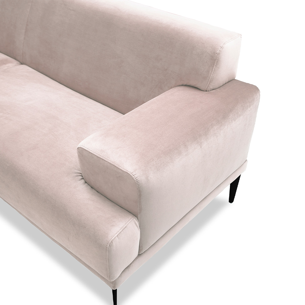 Sofá 3 Lugares Vito Veludo Bege 220 cm