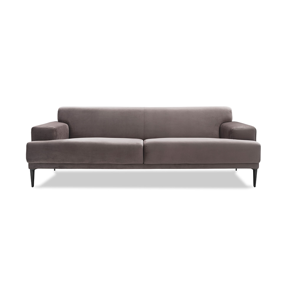Sofá 3 Lugares Vito Veludo Cinza 220 cm