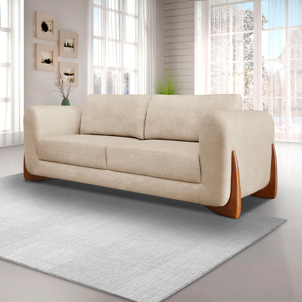 Sofá 3 Lugares Yves Bouclé Bege 180 cm