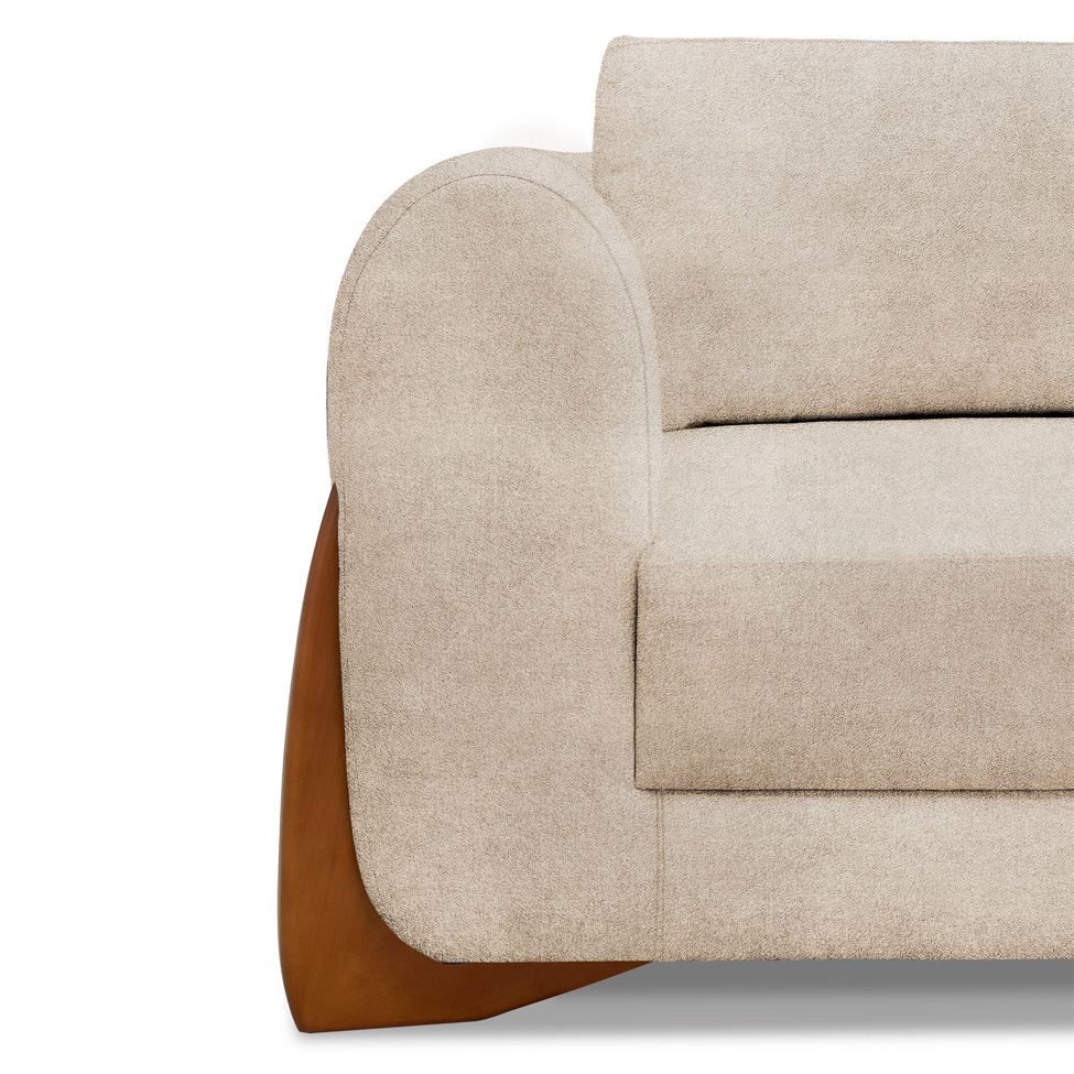 Sofá 3 Lugares Yves Bouclé Bege 180 cm