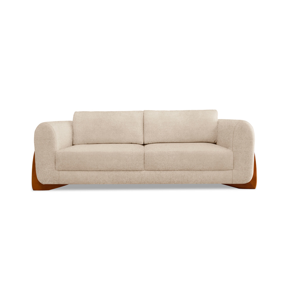 Sofá 3 Lugares Yves Bouclé Bege 230 cm